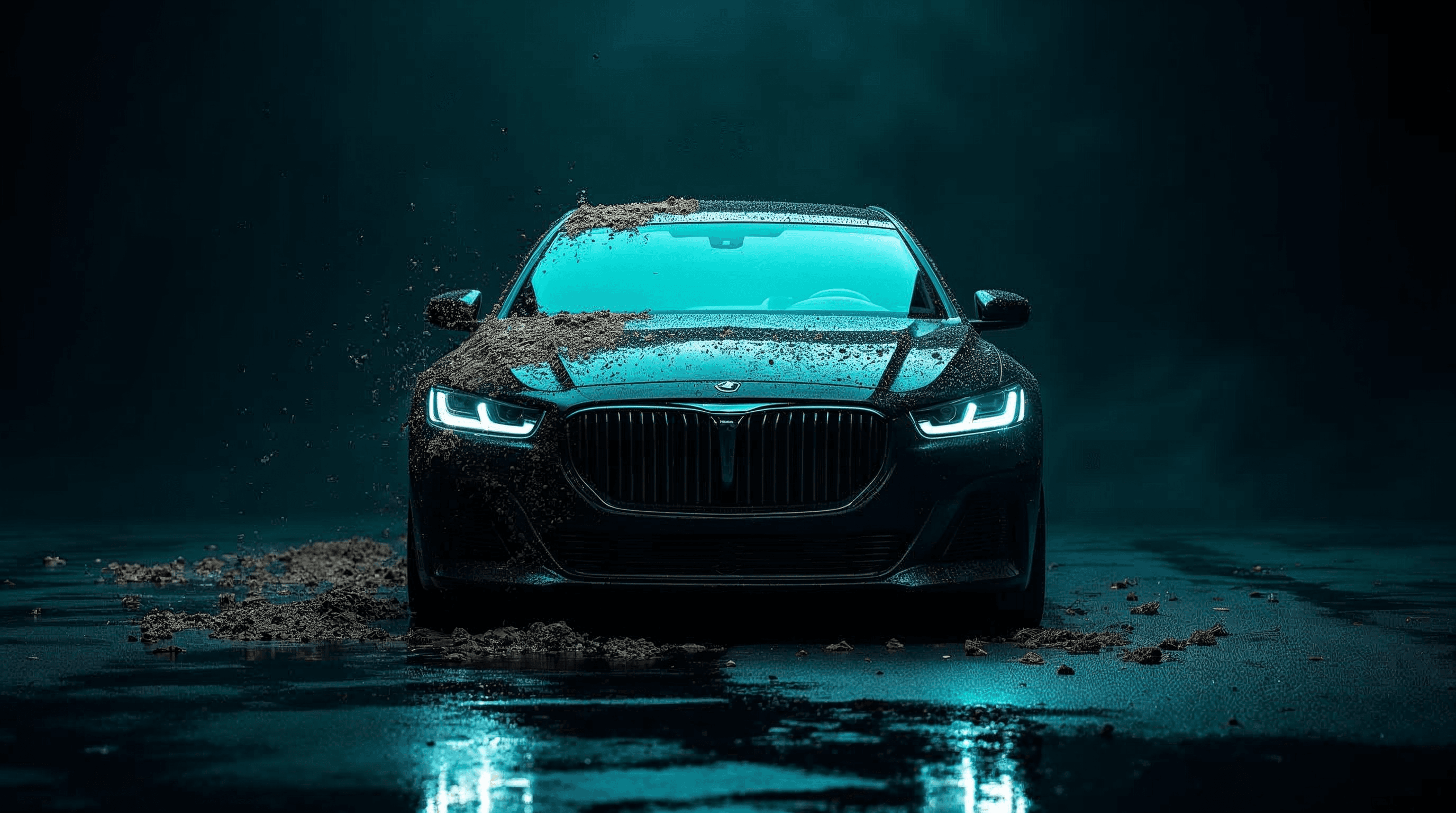 Mașină pe jumătate murdară, pe jumătate lucioasă după spălare la JJJ Carwash & Detailing